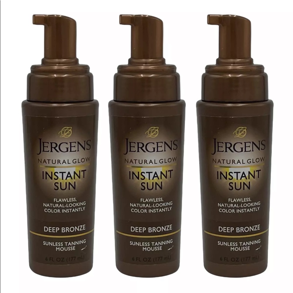 3 Pack Jergens Natural Glow Instant Sun Tanning Mousse Deep Bronze 6 oz *NO Caps